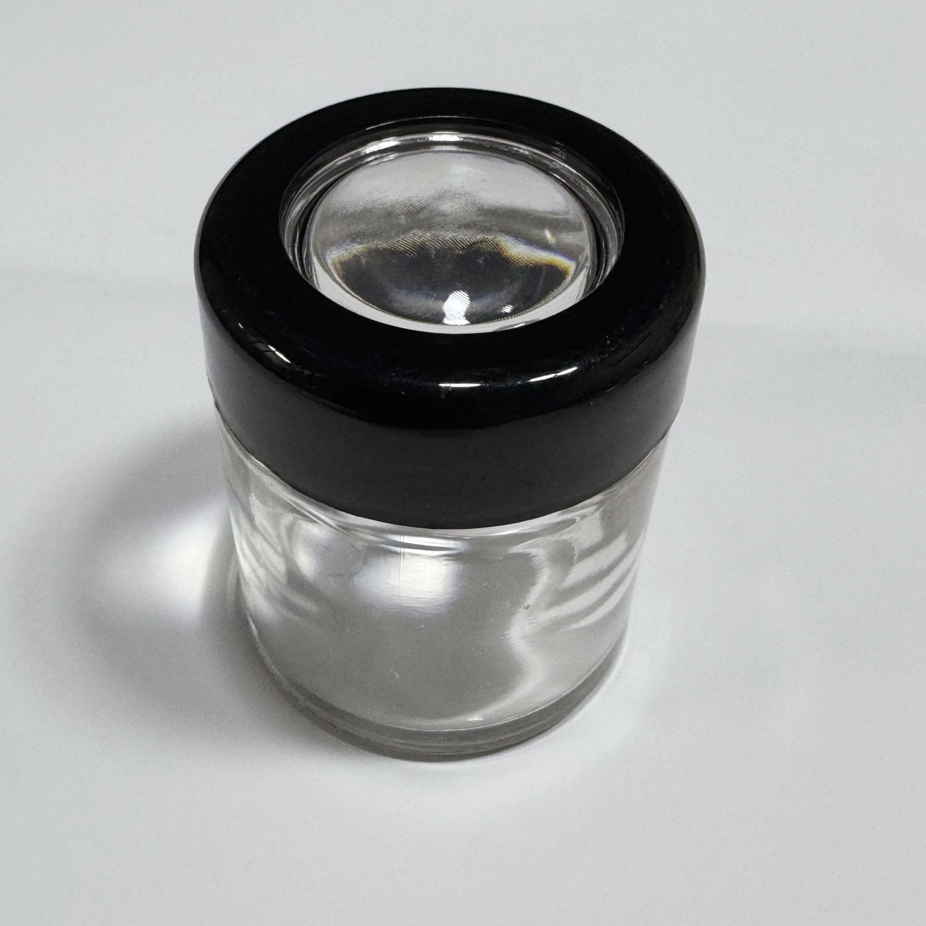 Glass Jar With Magnifying CR Caps