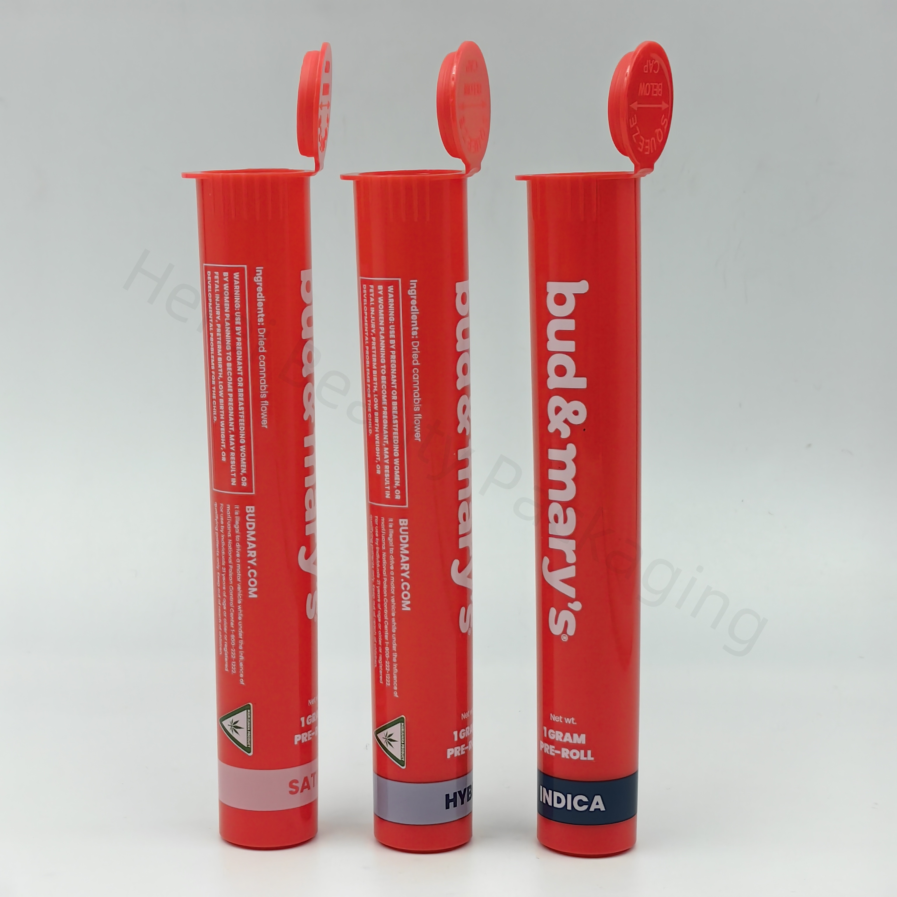 Red 116mm Open Cap Pop Top Tubes With Direct Printing - Airtight Smell Proof Containers/pre roll plastic tube